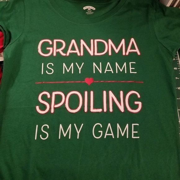 Holiday Time Tops - "Grandma is my Name Spoiling is my Game" Green Tee